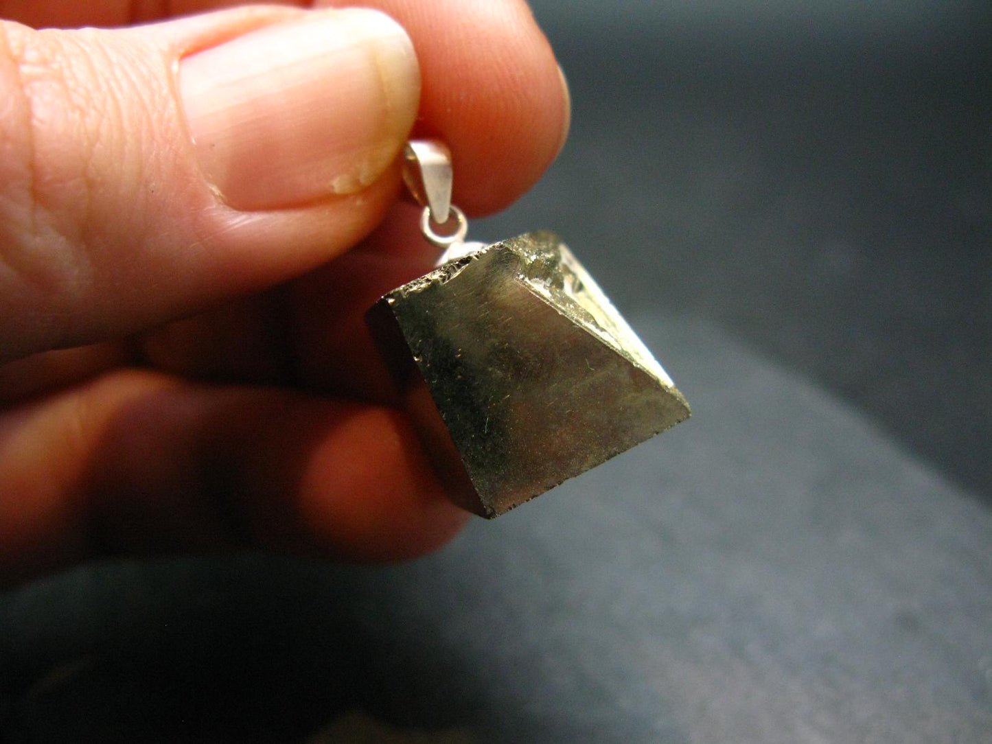 Perfect Pyrite Cube Silver Pendant from Spain - 0.8"