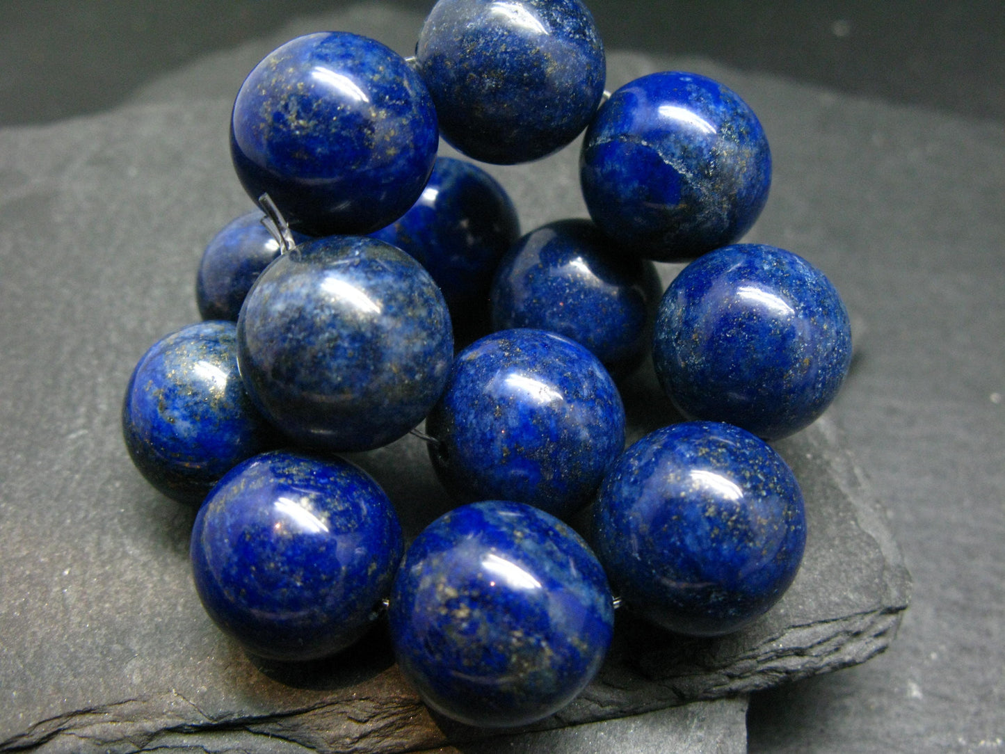 Lapis Lazuli Lazurite Genuine Bracelet ~ 7 Inches ~ 16mm Round Beads