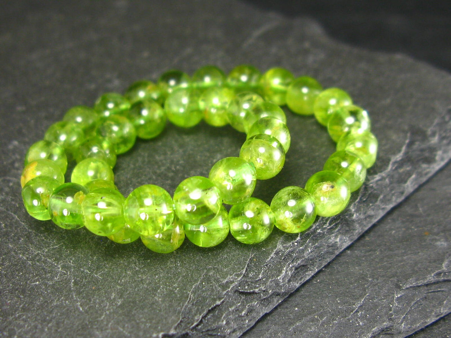 Peridot Genuine Bracelet ~ 7 Inches ~ 5.5mm Round Beads