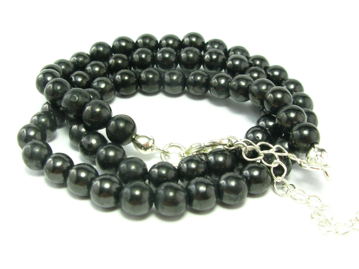 Shungite Necklace with 6mm Round Beads From Russia - 18"