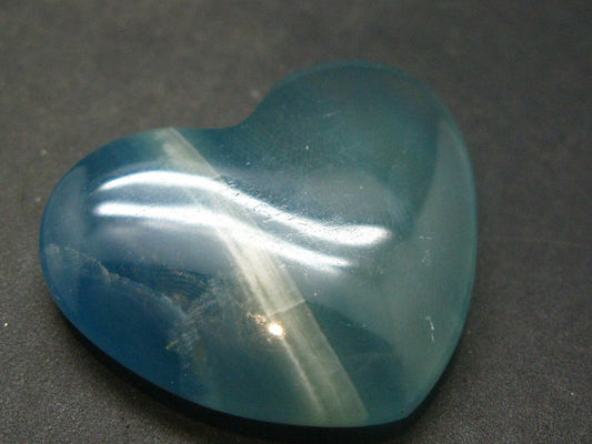 Nice Lemurian Aquatine Blue Calcite Heart From Argentina - 1.3" - 25.51 Grams