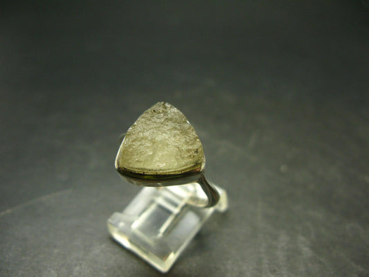 Natural Gem Raw Libyan Desert Glass Tektite Sterling Silver Ring from Libya - Size 9 - 4.9 Grams