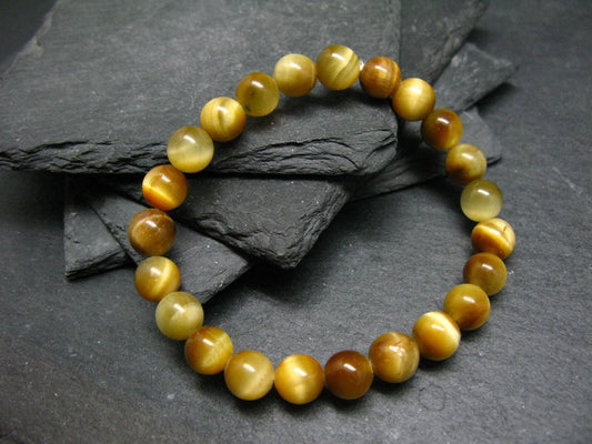 Golden Tiger Eye Genuine Bracelet ~ 7 Inches ~ 8mm Round Beads