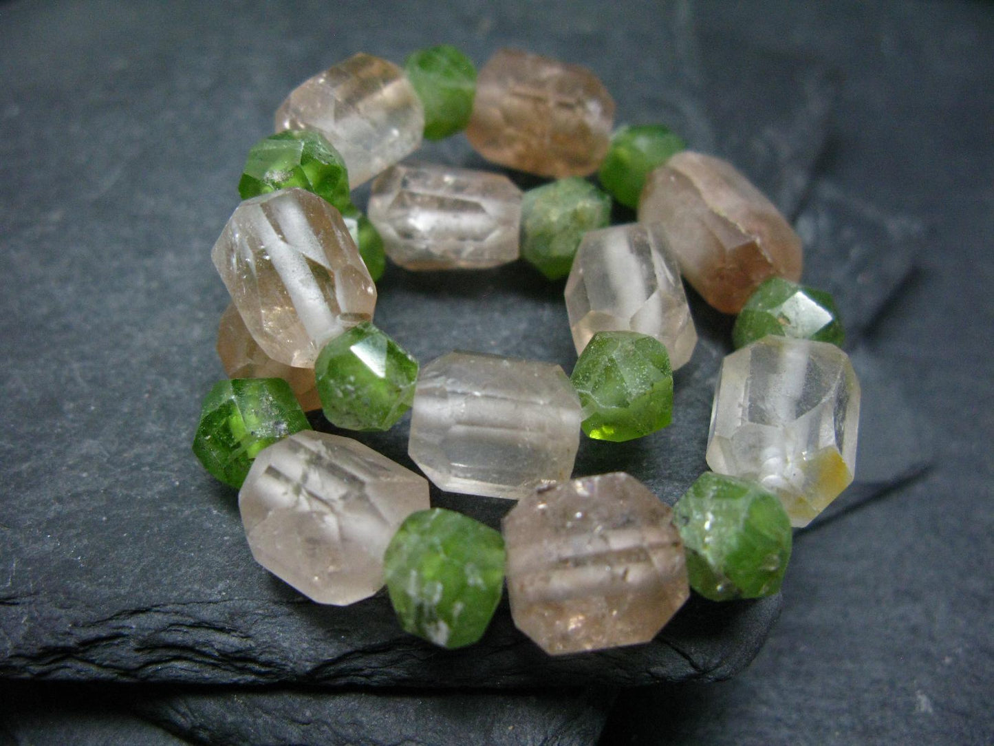 RESERVED Peridot & Topaz Genuine Bracelet ~ 7.5 Inches ~ Facetted Beads