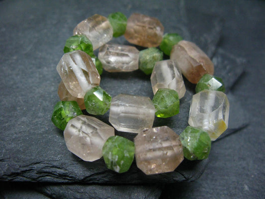 RESERVED Peridot & Topaz Genuine Bracelet ~ 7.5 Inches ~ Facetted Beads