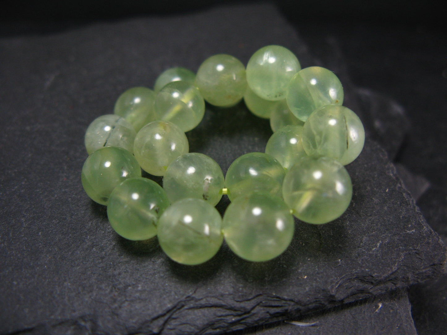Prehnite Genuine Bracelet ~ 7 Inches ~ 10mm Round Beads