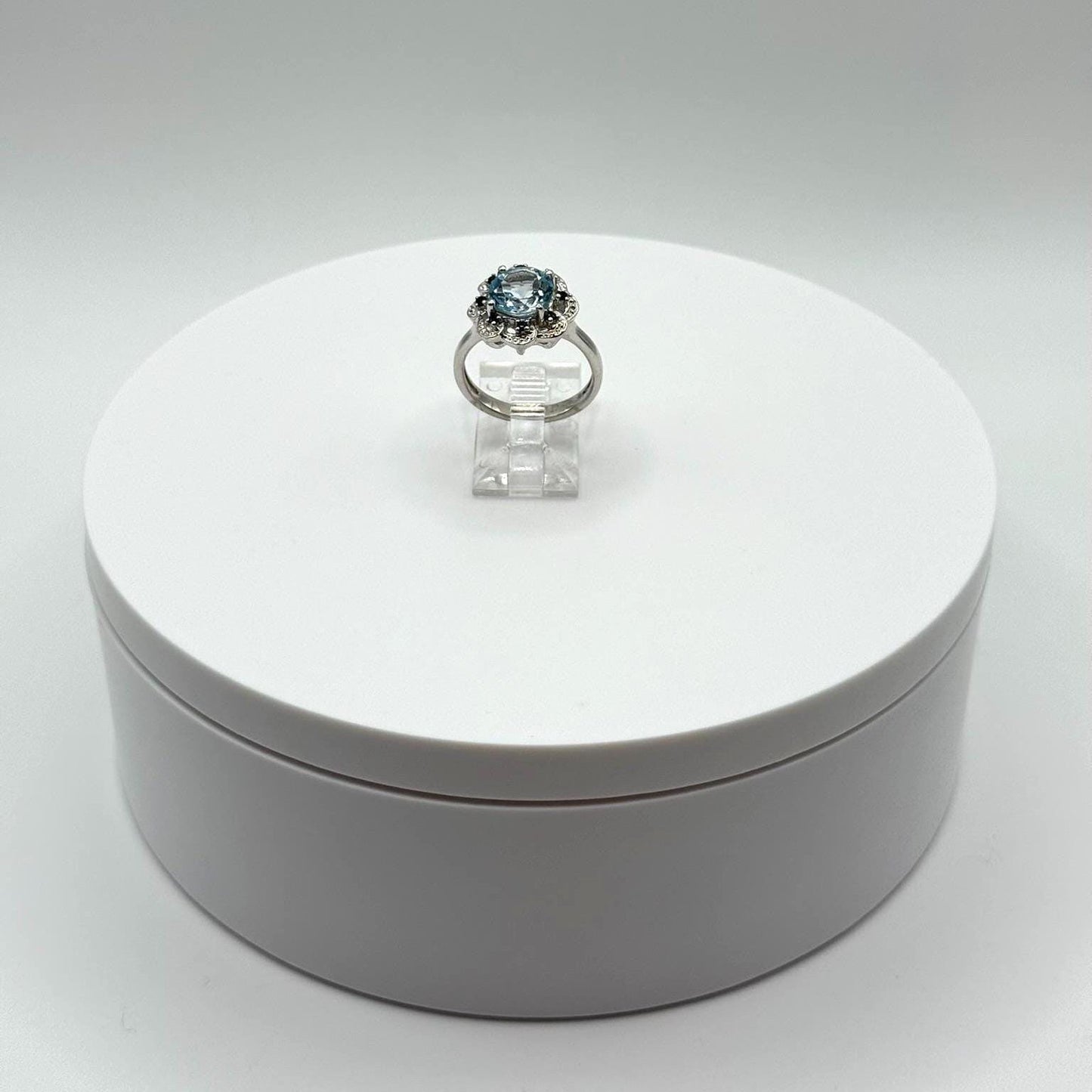 Sky Blue Topaz Sterling Silver Floral Ring – Natural Topaz Jewelry - Size 6