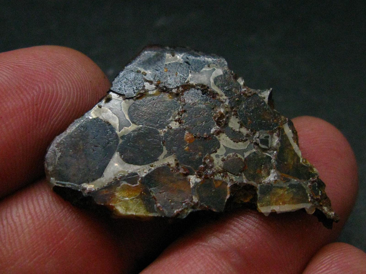 Large Sericho Meteorite Pallasite Olivine Slice From Kenya - 1.4" - 5.31 Grams