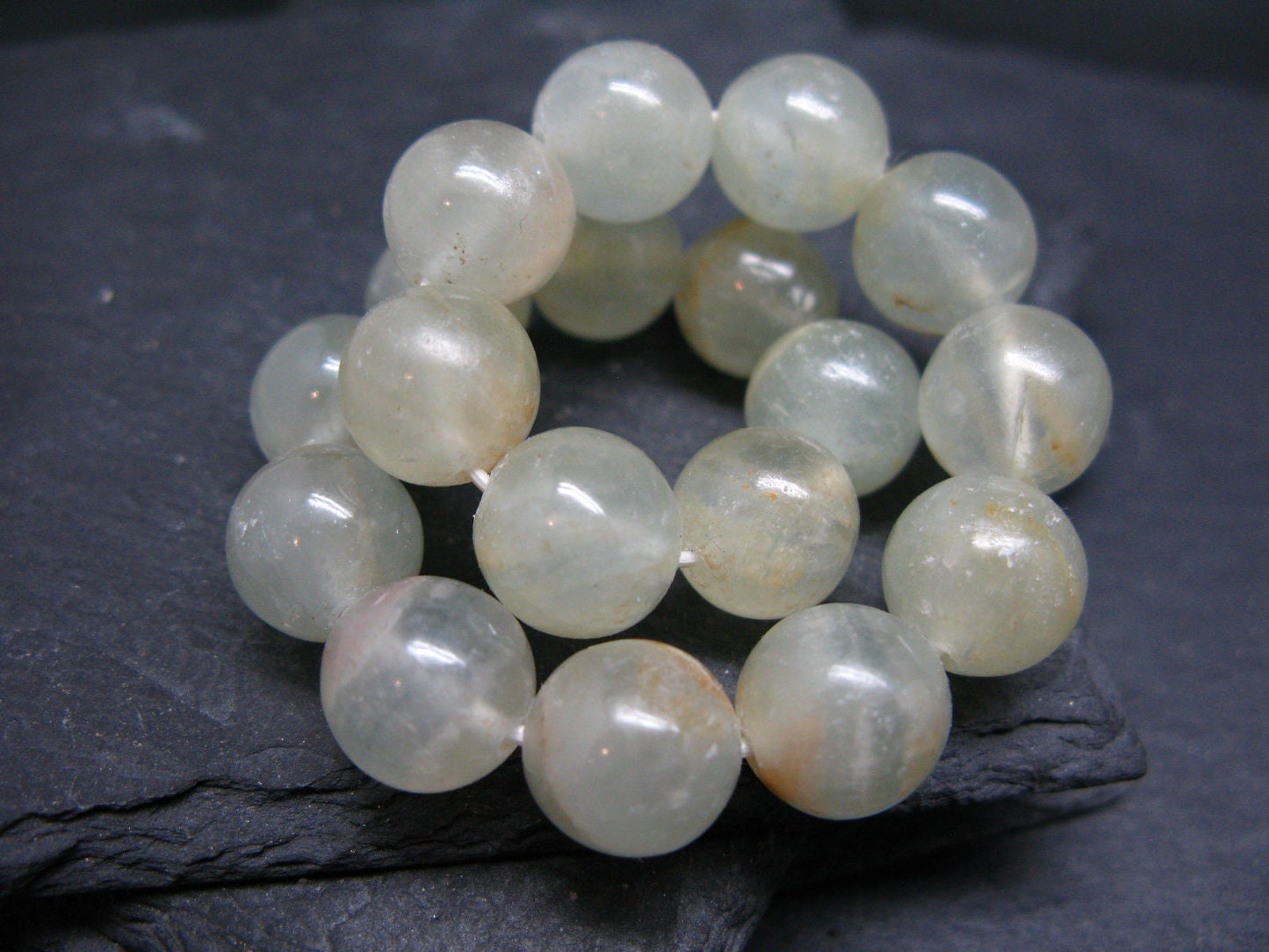 Lemurian Aquatine Calcite Genuine Bracelet ~ 7.5 Inches ~ 11mm Round Beads