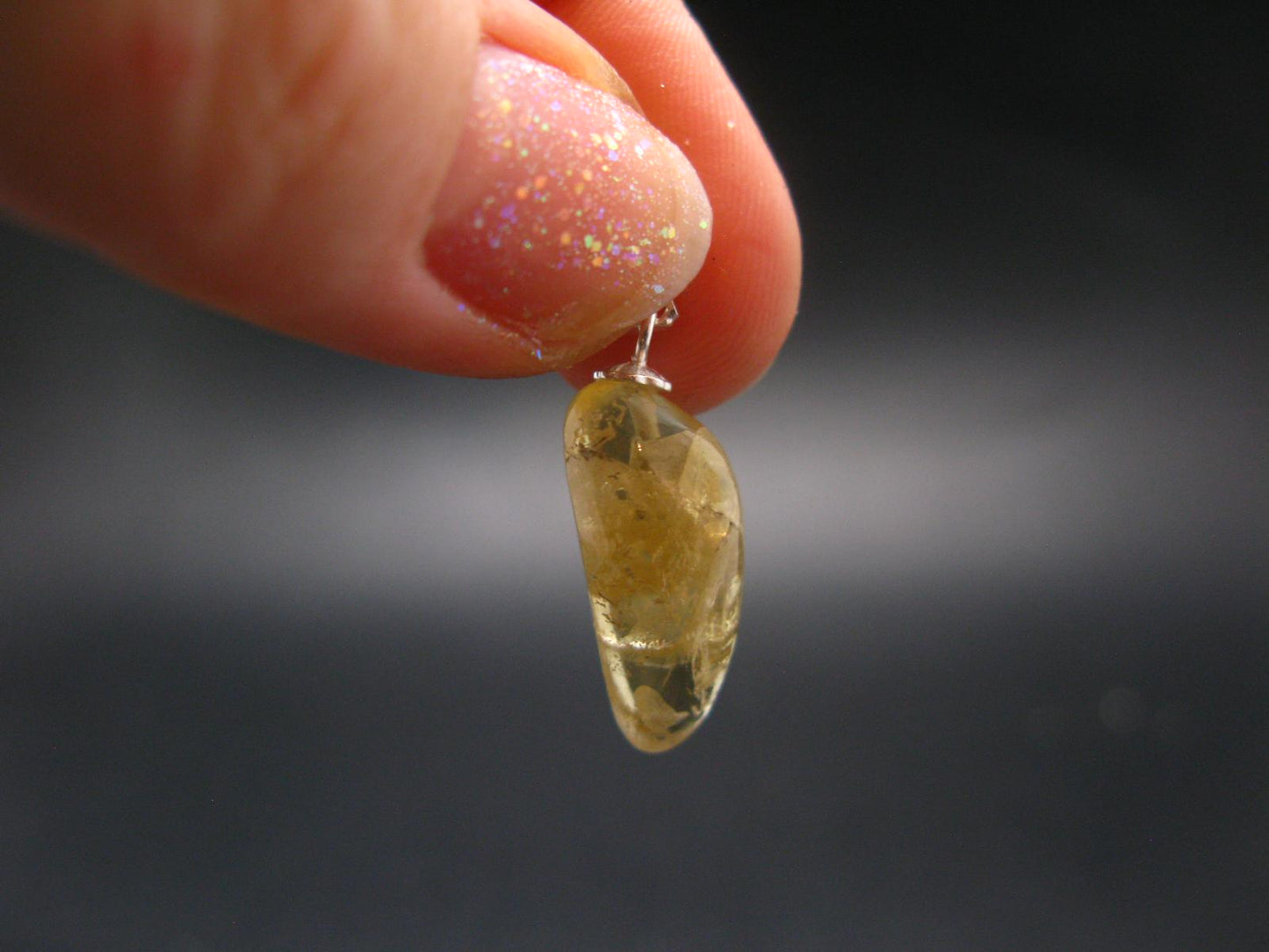 Agni Gold Danburite Tumbled Sterling Silver Pendant from Tanzania - 1.0" - 2.20 Grams