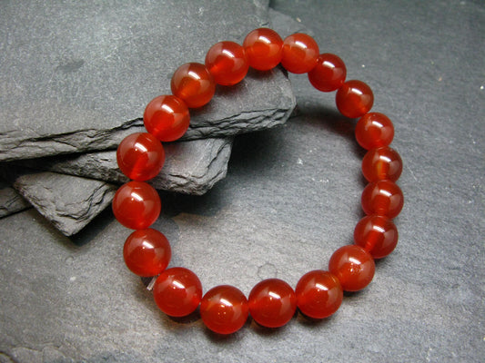Carnelian Genuine Bracelet ~ 7 Inches ~ 10mm Round Beads