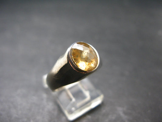 Fabulous Untreated Faceted Gem Imperial Topaz 925 Silver Ring from Brazil - Size 9 - 5.51 Grams