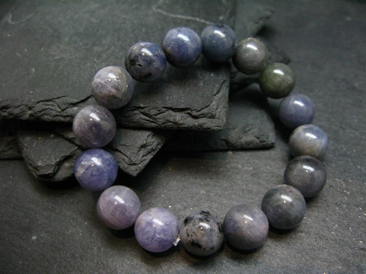 Tanzanite Genuine Bracelet ~ 7 Inches ~ 12mm Round Beads