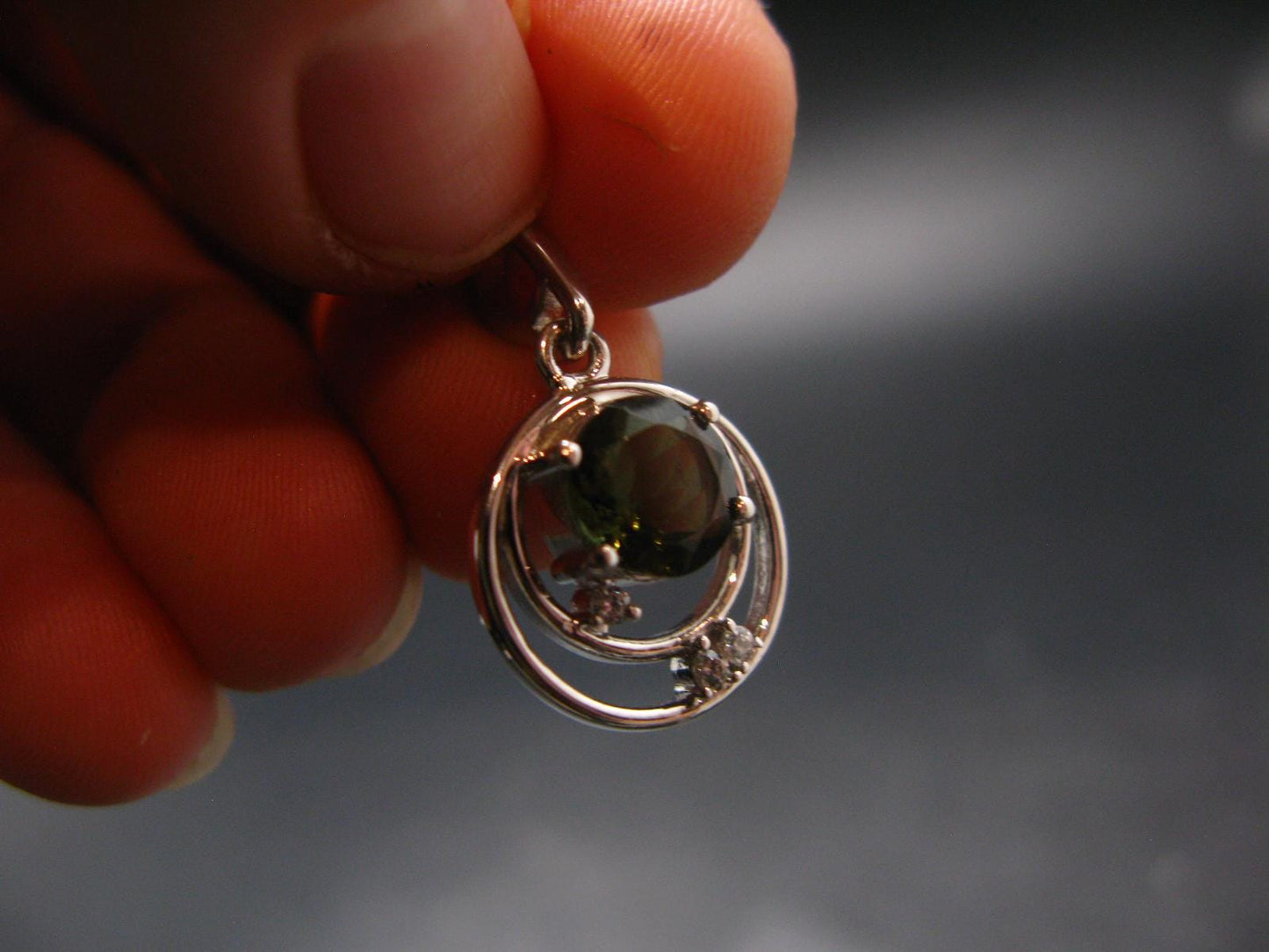 Moldavite Tektite Silver Pendant from Czech Republic - 0.9" - 2.00 Grams