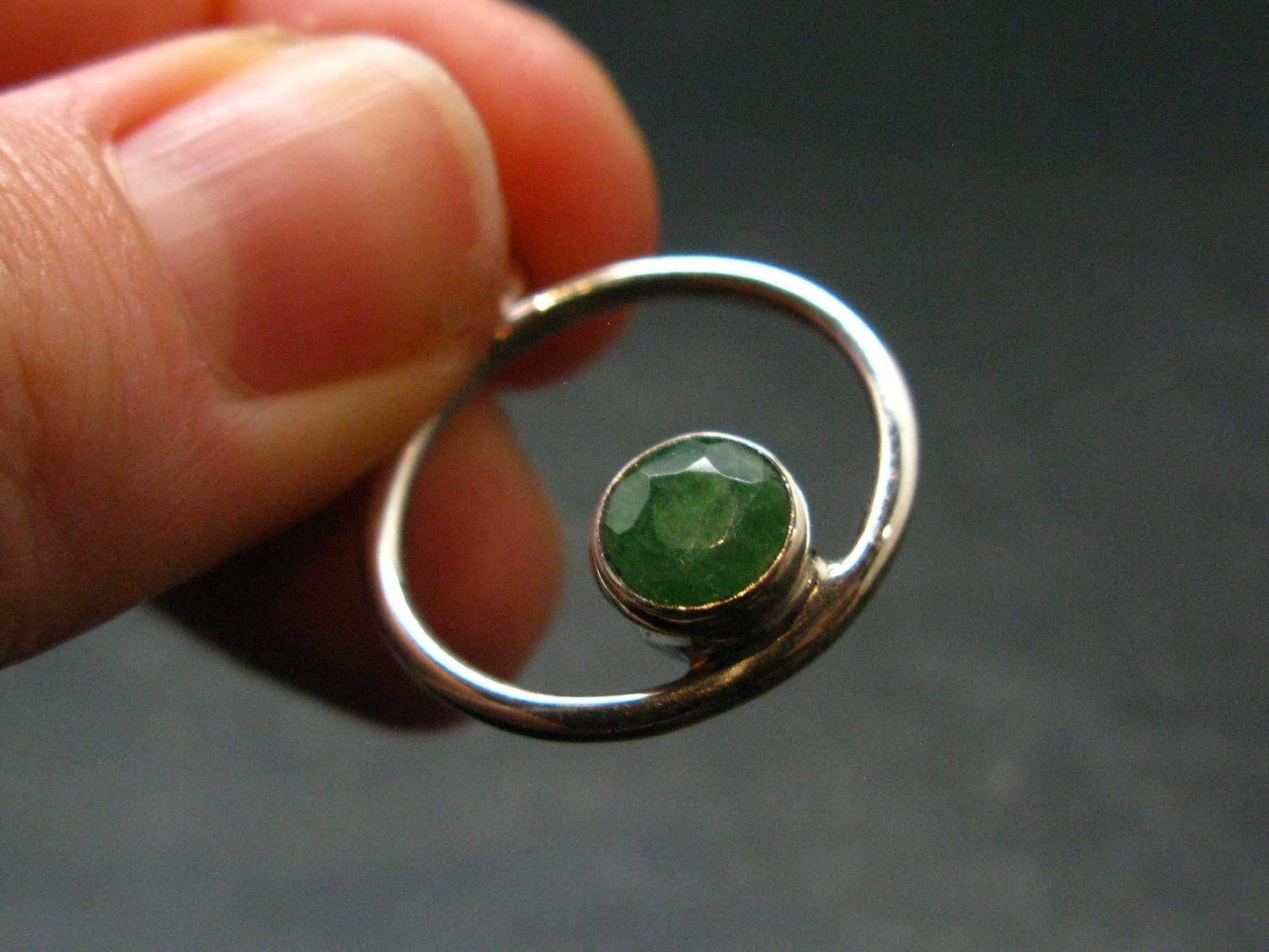 Tsavorite Faceted Green Garnet Sterling Silver Pendant From Tanzania - 2.78 Grams - 1.2"
