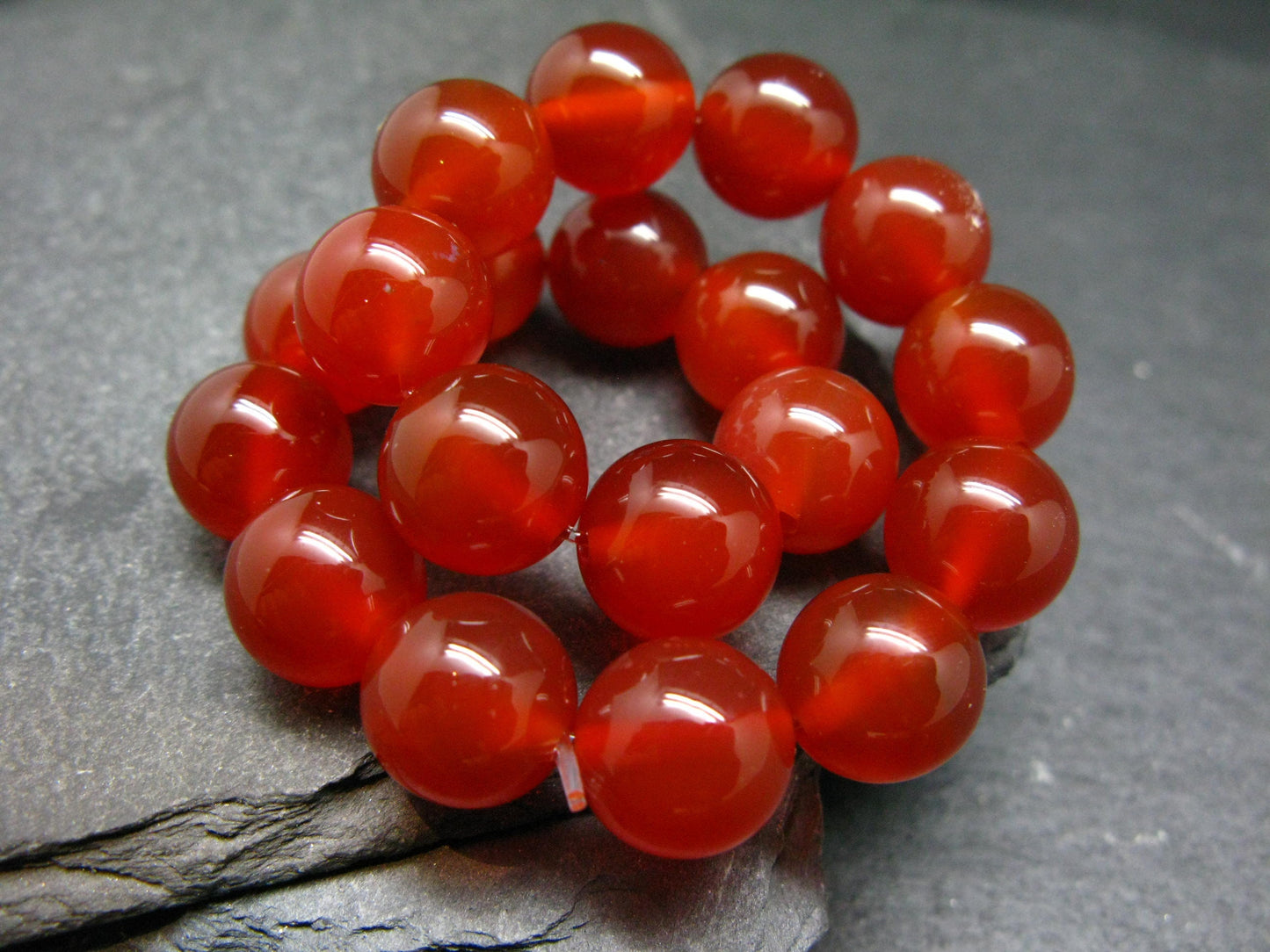 Carnelian Genuine Bracelet ~ 7 Inches ~ 10mm Round Beads