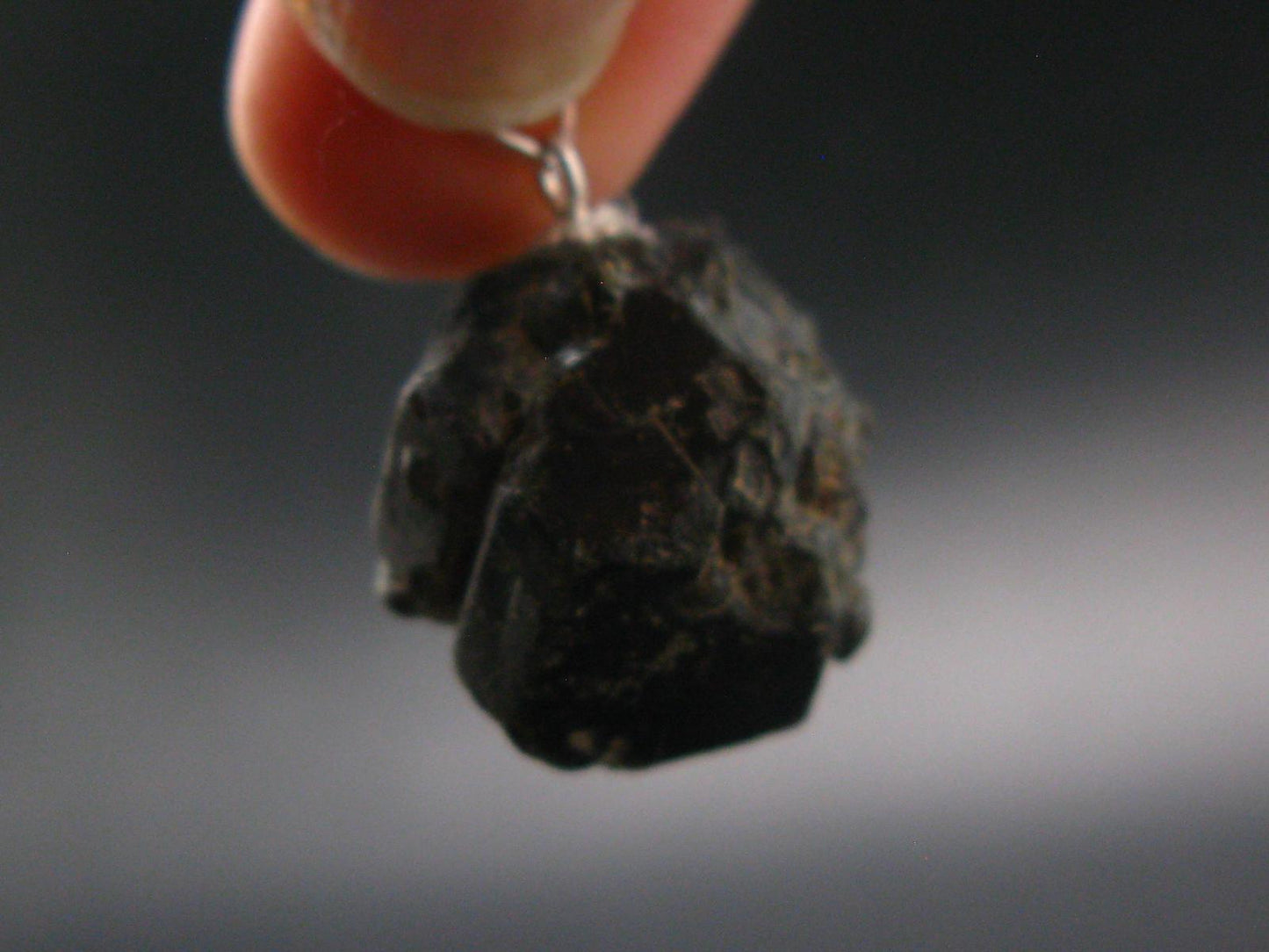 Sharp Black Melanite Andradite Garnet Silver Pendant From Mali - 0.9" - 10.40 Grams