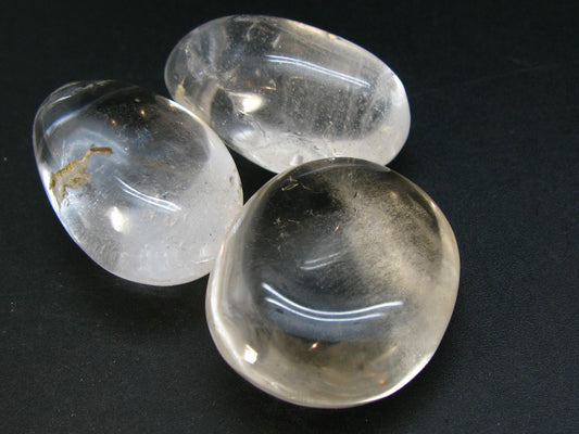 Pliny the Elder and Quartz!! Lot of Three Clear Quartz Polished Palmstone From Madagascar