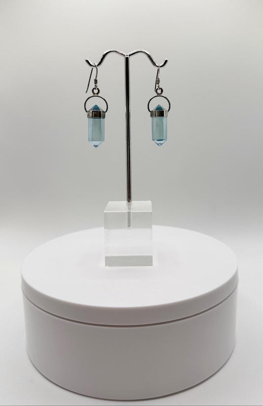 Swiss Blue Topaz Point Earrings in Sterling Silver - Weight 6.57 Grams