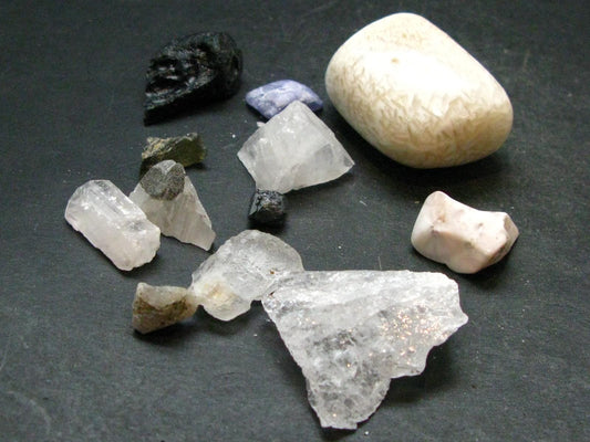 Synergy 12 Set Phenakite Moldavite Natrolite Petalite Danburite Tektite Scolecite Herderite Tanzanite Brookite 47.56 Gr