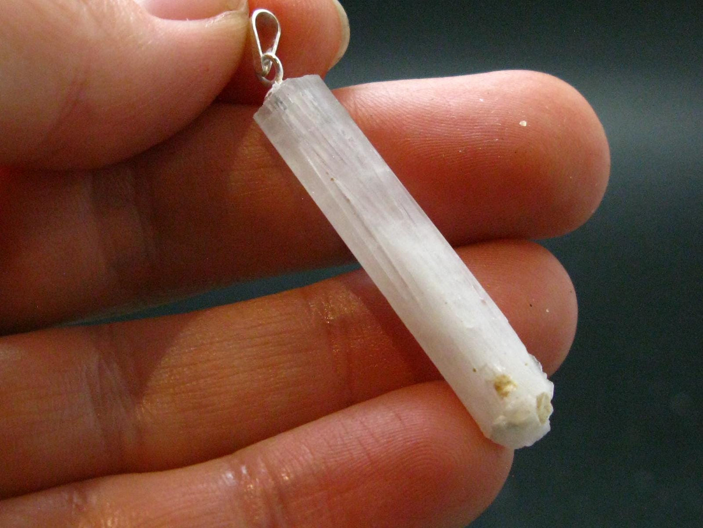 Rare Clear Natrolite Crystal Silver Pendant From Tanzania - 1.7" - 2.0 Grams