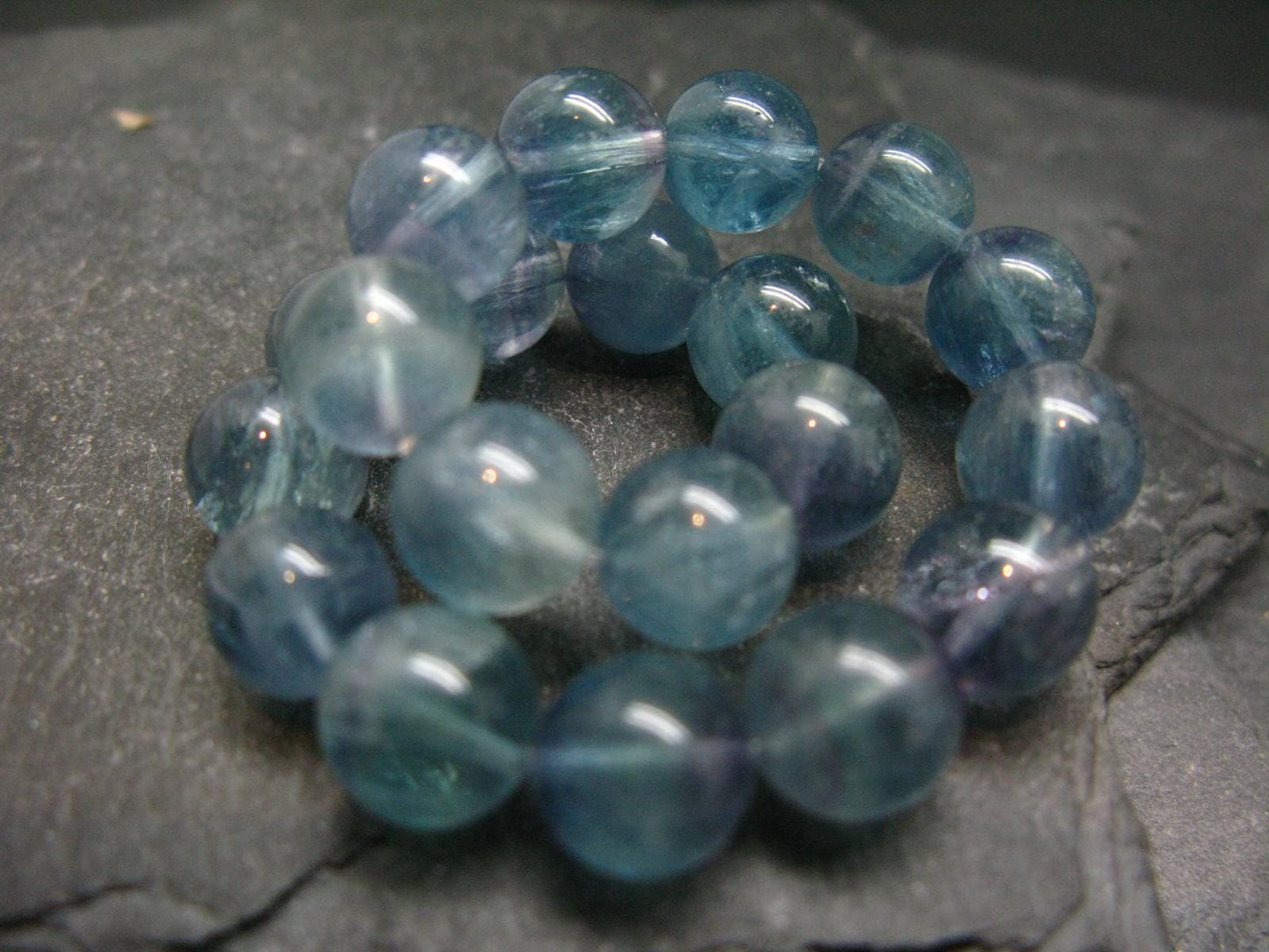 Blue Fluorite Genuine Bracelet ~ 7 Inches ~ 10mm Round Beads