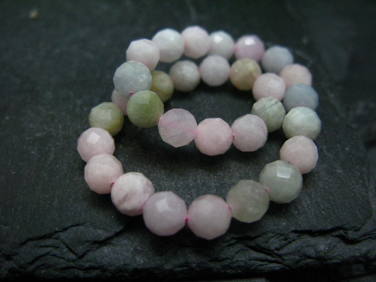 Aquamarine & Morganite Genuine Bracelet ~ 7 Inches ~ 6mm Facetted Beads