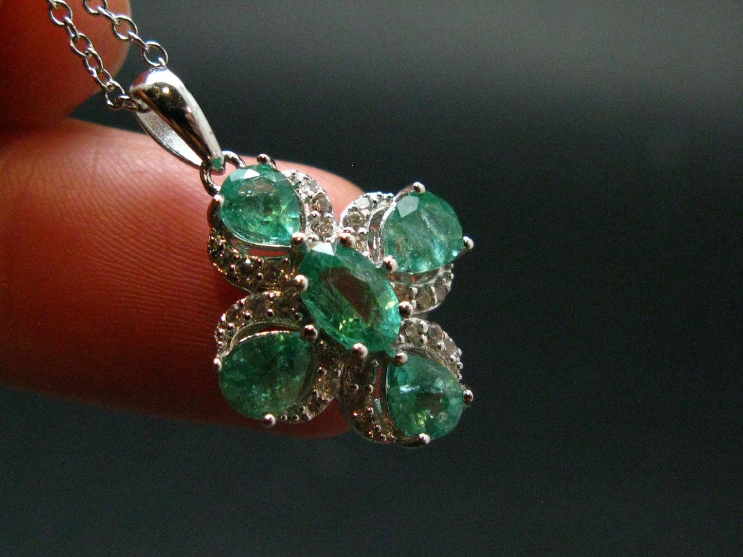 Emerald Silver Pendant W/Chain From Colombia - 3.32 Grams Total