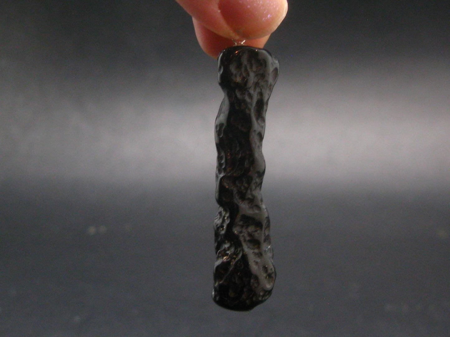 Tibetan Black Tektite Silver Pendant From Tibet - 2.2" - 9.47 Grams