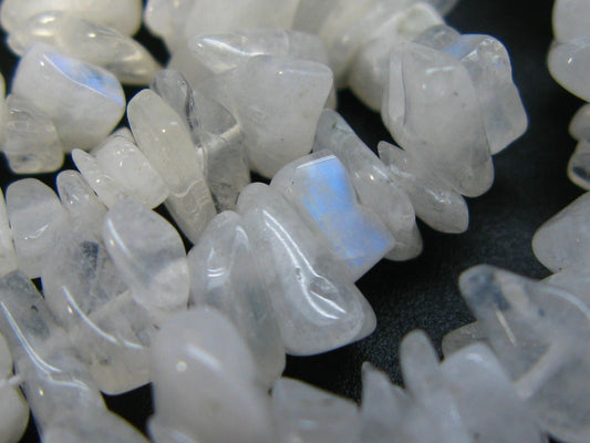 Chandrakanta Moonstone!! Set of Three Natural Glow from Inside Moonstone Free Form Bead Necklace - 18'' Each
