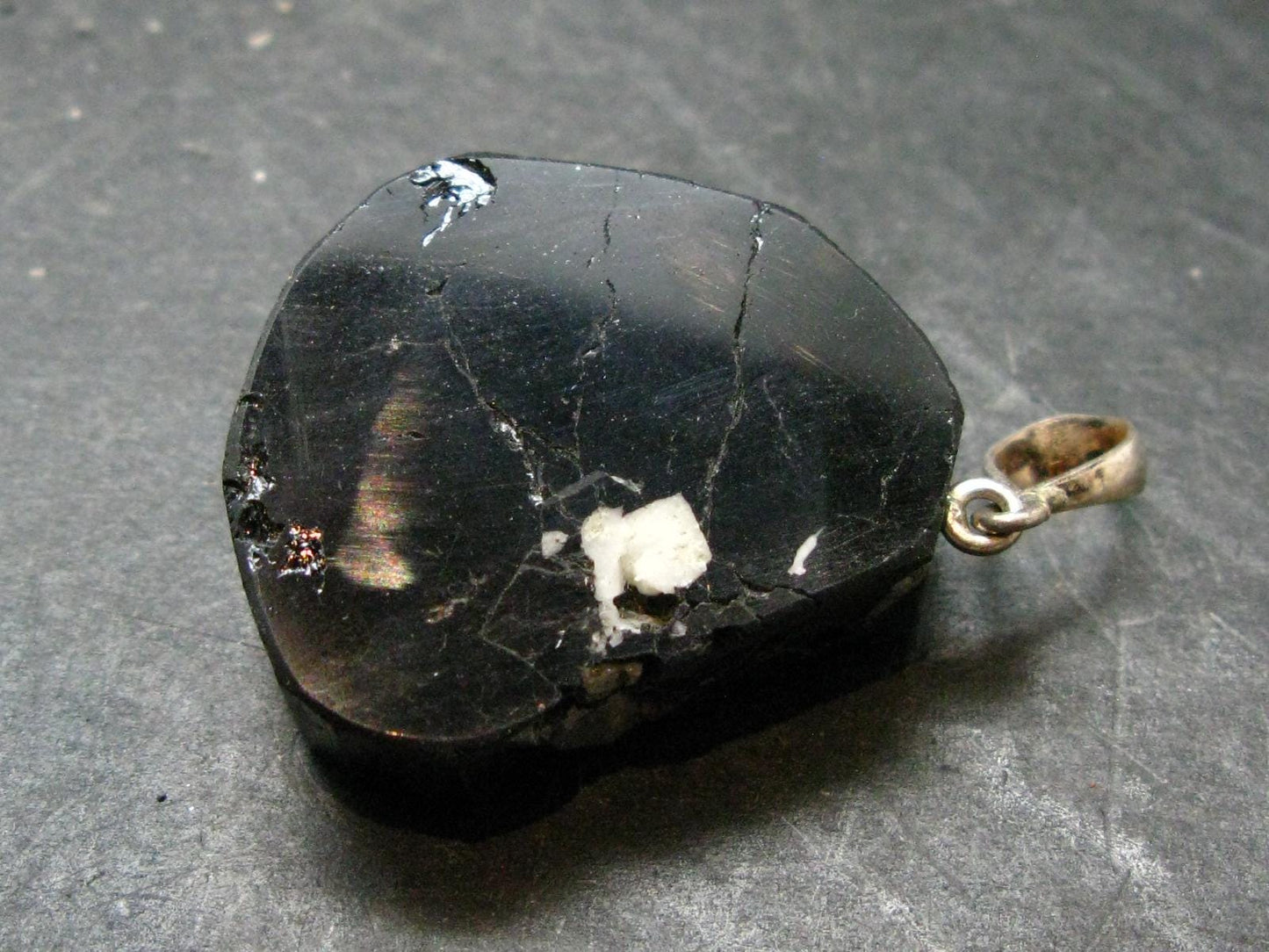 Black Tourmaline Schorl Silver Pendant From Brazil - 1.7" - 18.75 Grams