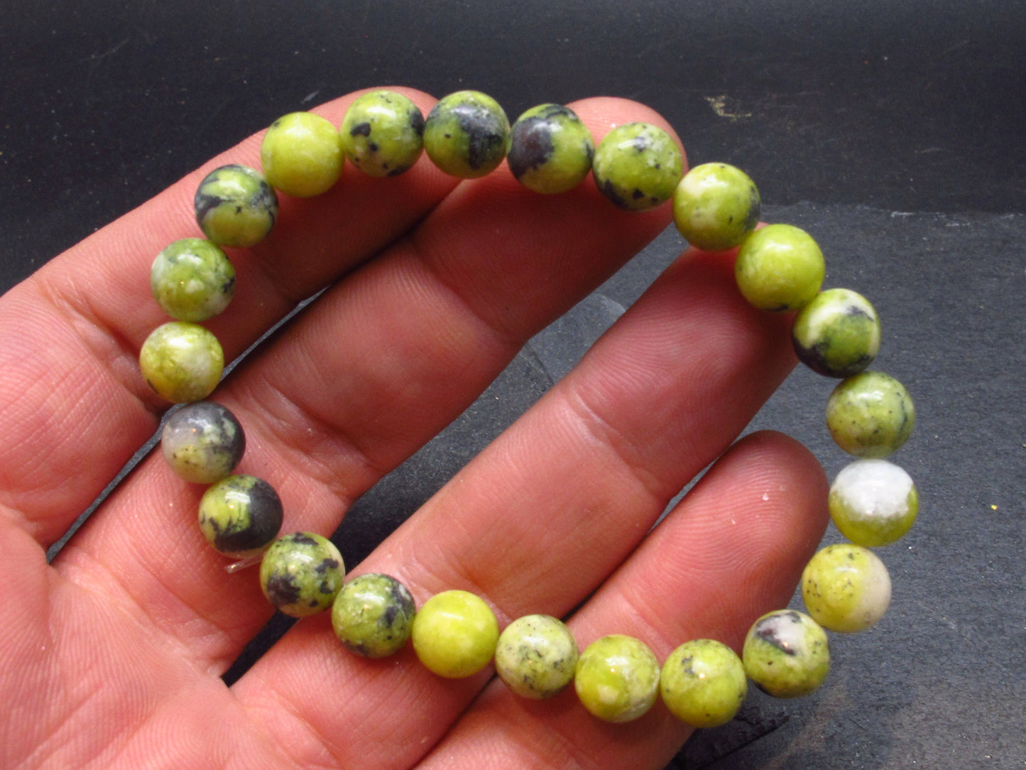Lizardite Genuine Bracelet ~ 7 Inches ~ 8mm Round Beads
