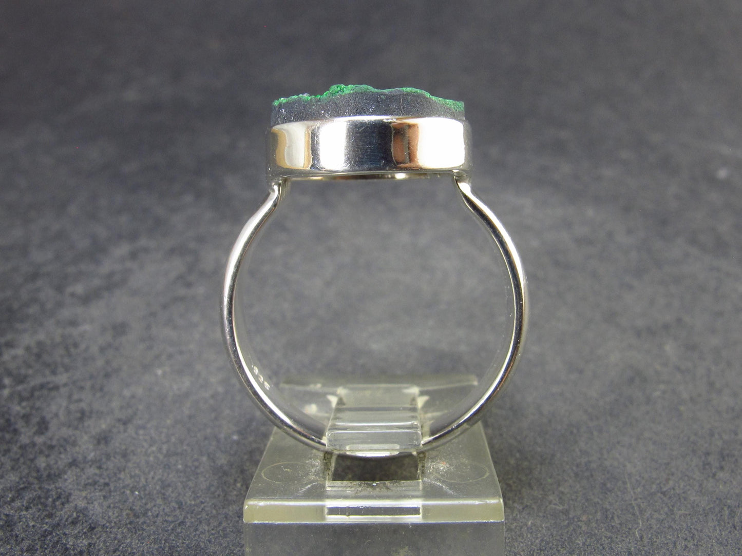 Uvarovite (Green Chromium Garnet) Cluster Silver Ring from Russia - Size 8 - 5.34 Grams