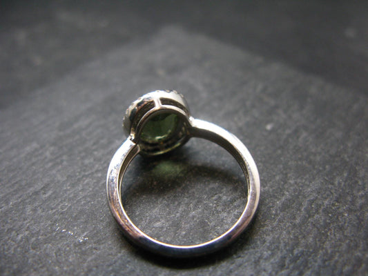 Moldavite Sterling Silver Ring From Czech Republic - Size 7.5 - 3.41 Grams