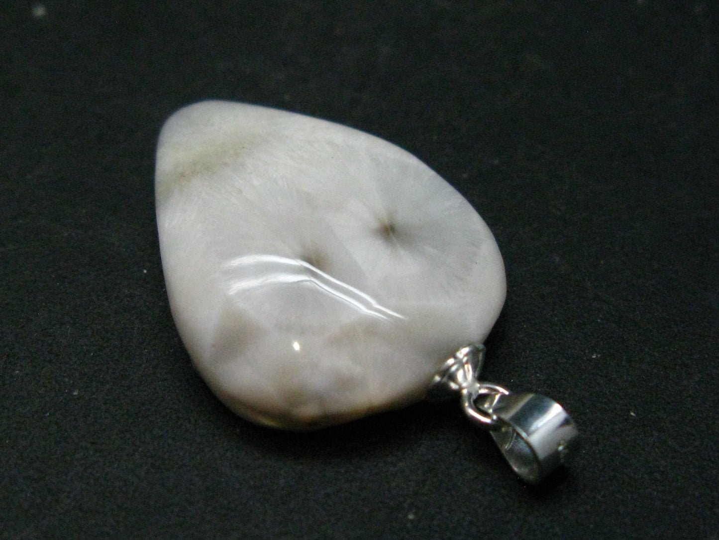 Natrolite Sterling Silver Pendant Necklace From Indonesia - 1.2" - 2.42 Grams