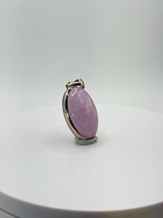 Natural Pink Kunzite Pendant | Sterling Silver, Heart Chakra Stone