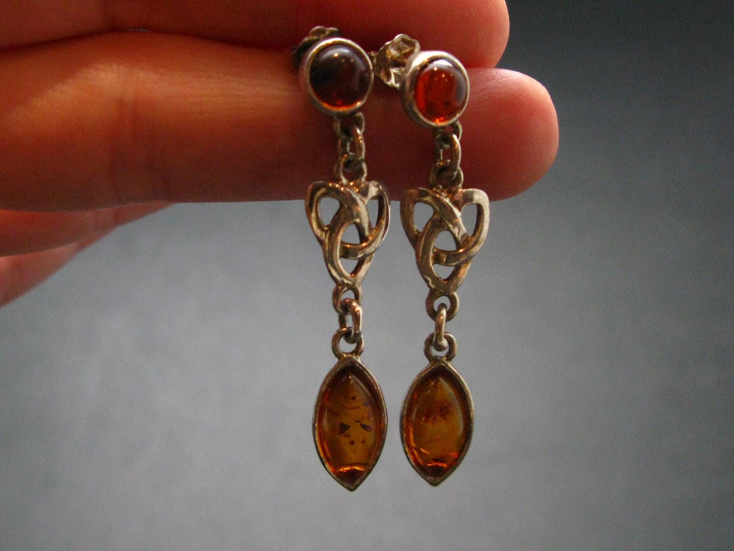 Nature’s Time Capsule!! Natural Cognac Color Baltic Amber 925 Silver Stud Earrings