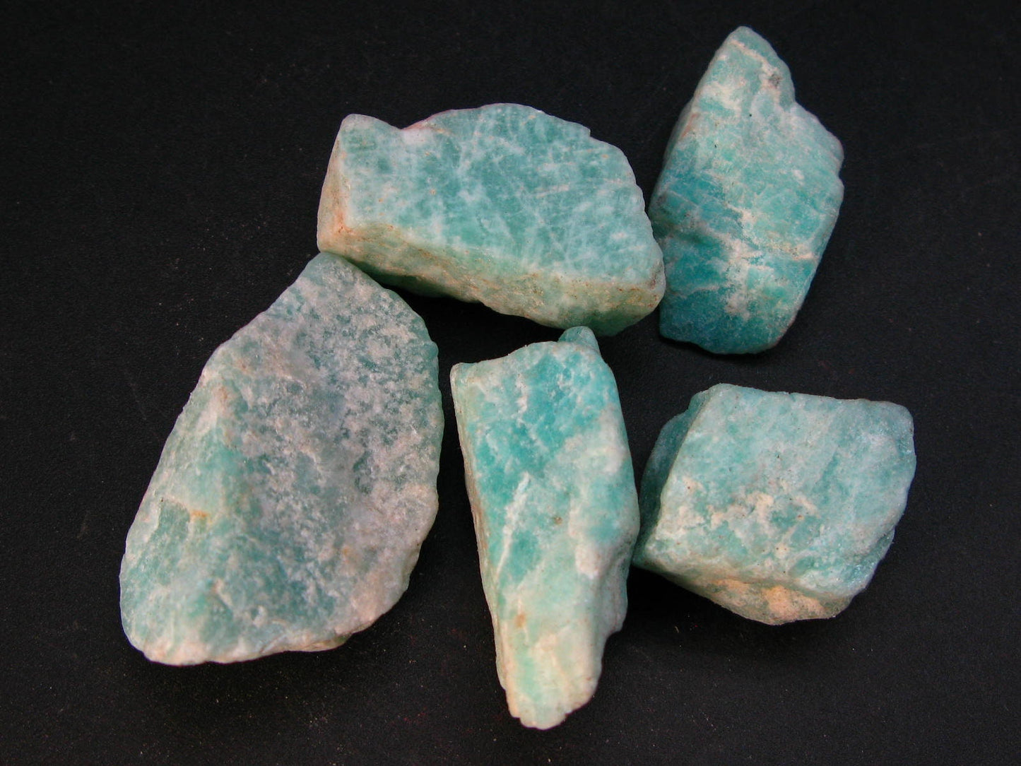 Amazon stone!! Lot of 5 Natural Rough Amazonite (green microcline) from Madagascar