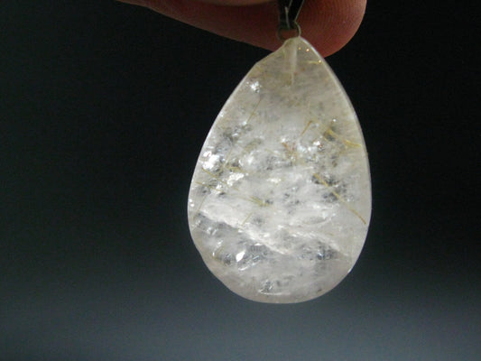 Rutilated Quartz Silver Pendant From Brazil - 1.4"