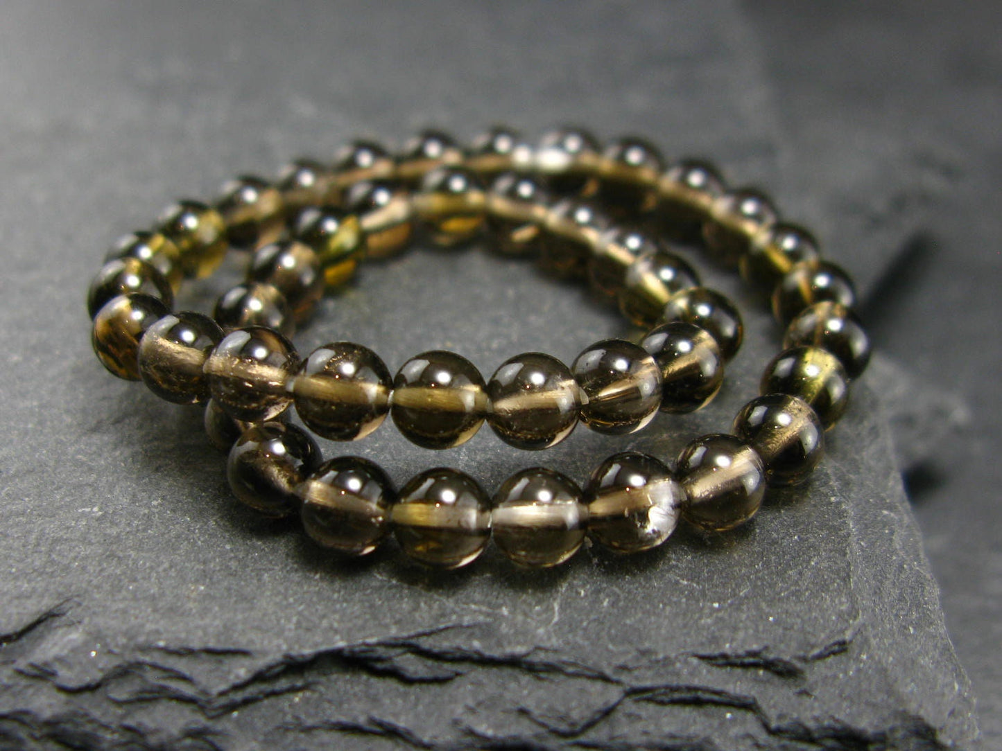 Smoky Quartz Genuine Bracelet ~ 7 Inches ~ 4mm Round Beads