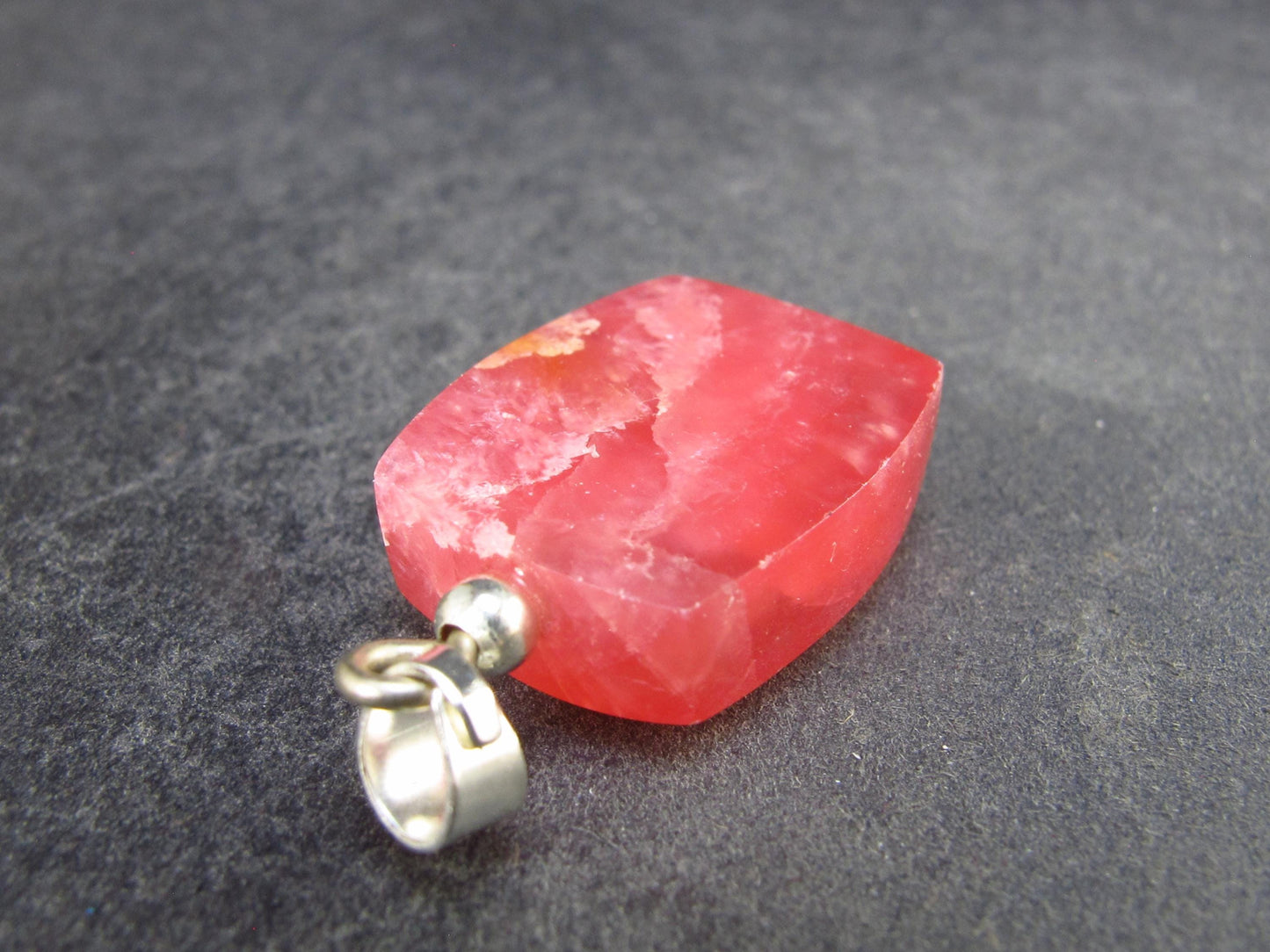 Rhodochrosite Sterling Silver Pendant from Alma Colorado - 1.2" - 7.07 Grams