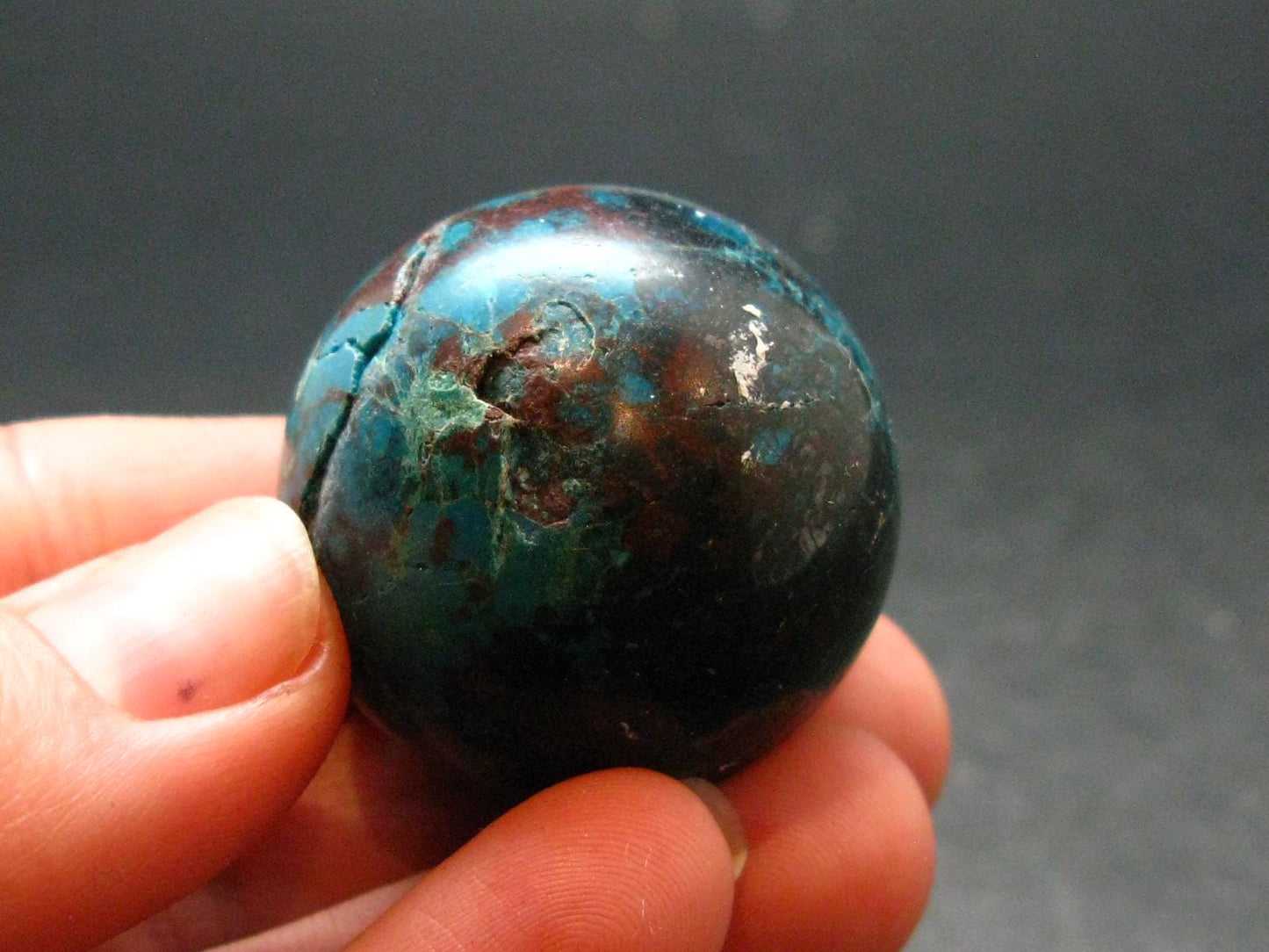 Quantum Quattro Sphere - Malachite Shattuckite Chrysocola Dioptase - 1.2" - 47.82 Grams