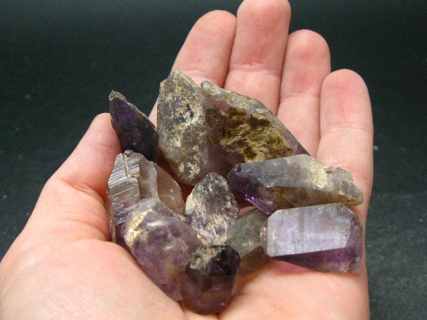 Lot Of 10 Rare Brandenberg Brandberg Amethyst Quartz Crystals From Namibia - 59.10 Grams