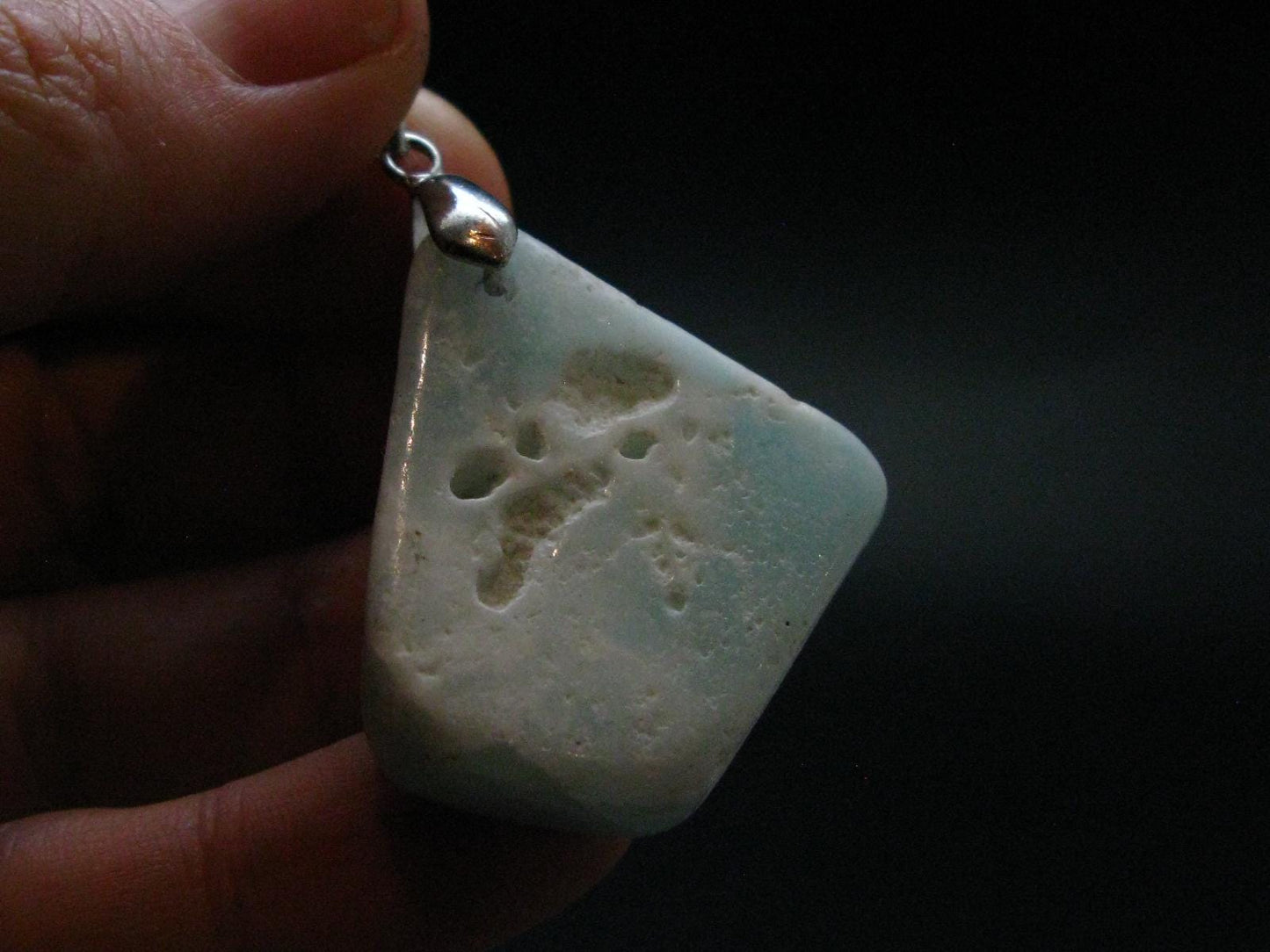 Blue Hemimorphite Silver Pendant From China - 1.9"