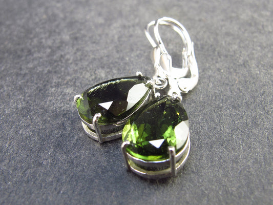 Moldavite Tektite Silver Earrings from Czech Republic - 3.2 Grams