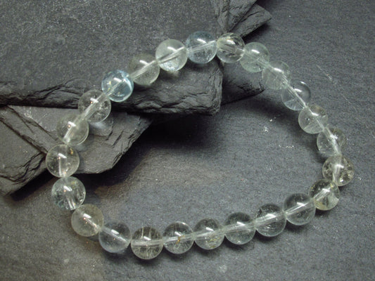 Blue Topaz Genuine Bracelet ~ 7 Inches ~ 8mm Round Beads