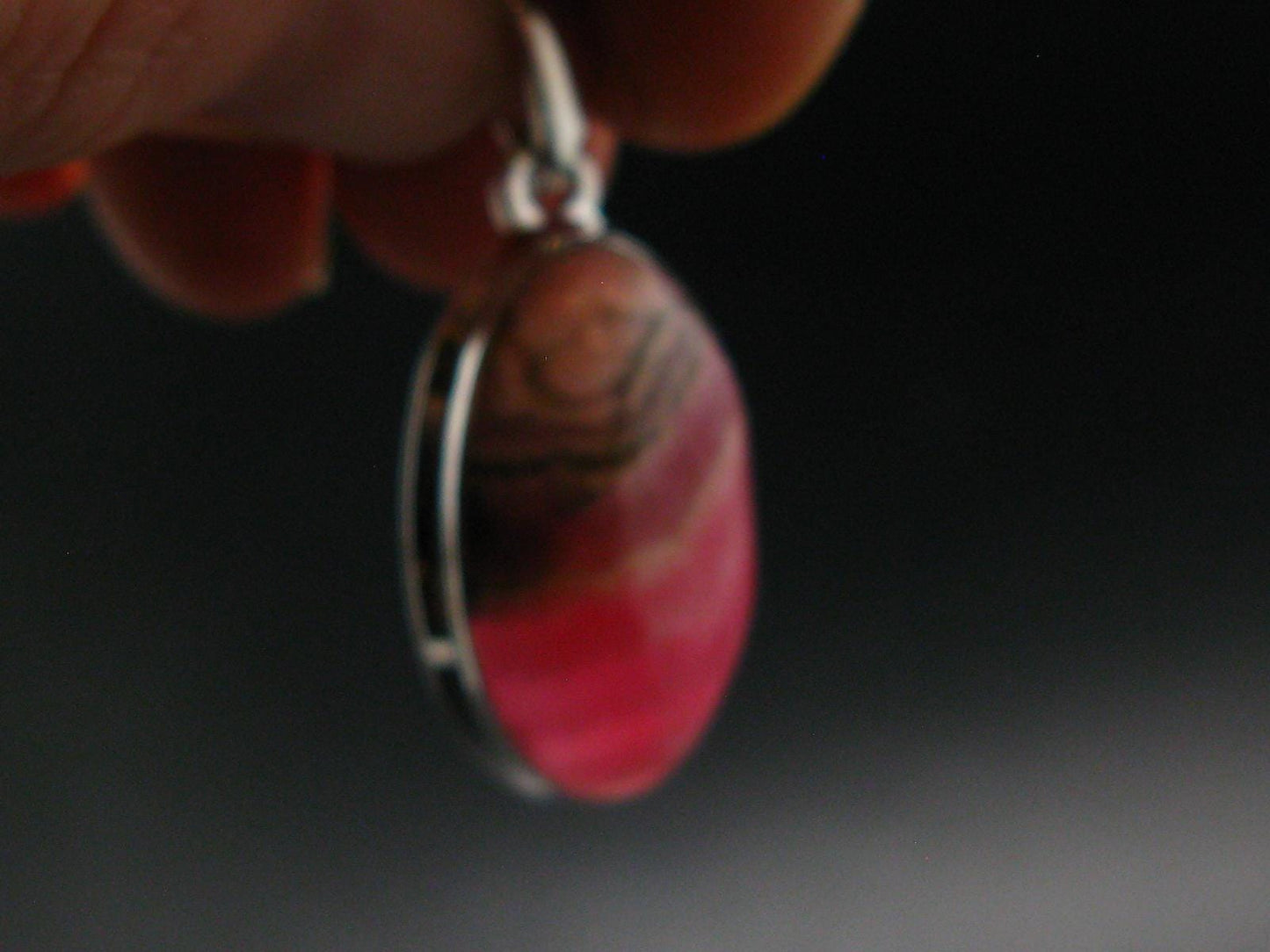 Rhodochrosite Silver Plated Pendant From Argentina - 1.4" - 7.87 Grams