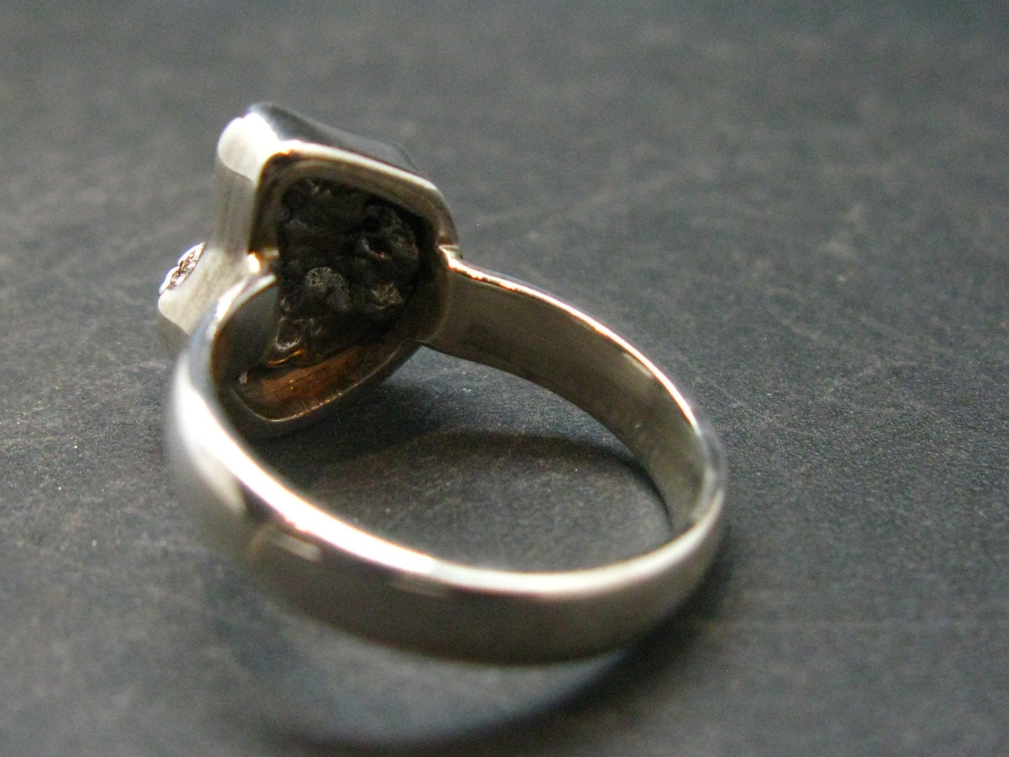 Large Meteorite Campo Del Cielo Sterling Silver Ring From Argentina - 4.72 Grams - Size 6.25