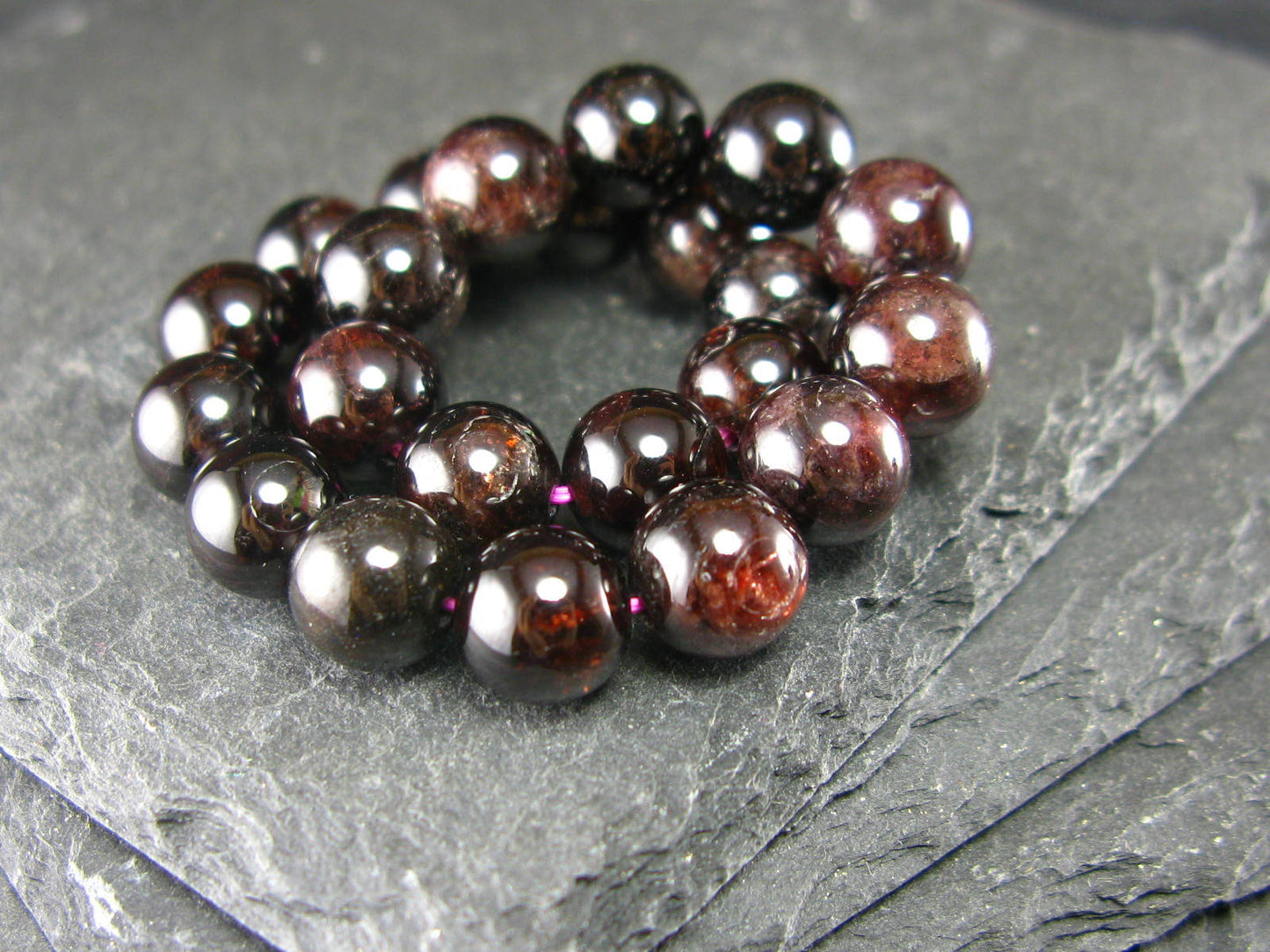Garnet Almandine Genuine Bracelet ~ 7 Inches ~ 8mm Round Beads