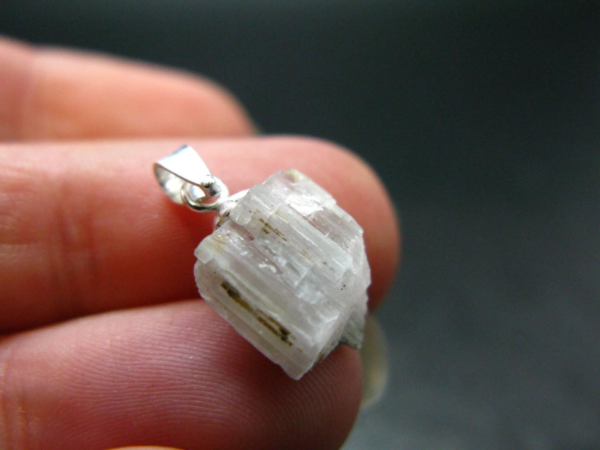 Extremely Rare Rough Beryllonite Crystal Silver Pendant from Afghanistan - 0.7" - 4.30 Carats